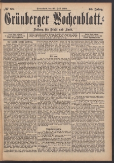 Grünberger Wochenblatt: Zeitung für Stadt und Land, No. 88. (29. Juli 1893)