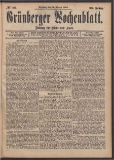 Grünberger Wochenblatt: Zeitung für Stadt und Land, No. 95. (15. August 1893)