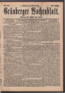 Grünberger Wochenblatt: Zeitung für Stadt und Land, No. 97. (19. August 1893)