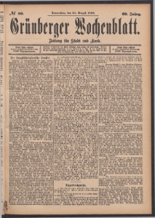 Grünberger Wochenblatt: Zeitung für Stadt und Land, No. 99. (24. August 1893)