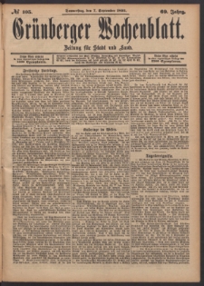 Grünberger Wochenblatt: Zeitung für Stadt und Land, No. 105. (7. September 1893)