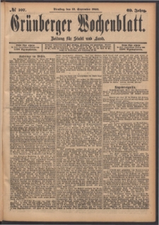 Grünberger Wochenblatt: Zeitung für Stadt und Land, No. 107. (12. September 1893)