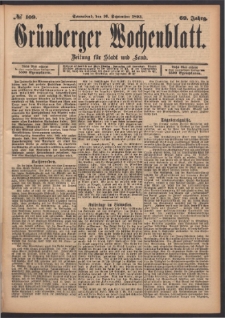 Grünberger Wochenblatt: Zeitung für Stadt und Land, No. 109. (16. September 1893)