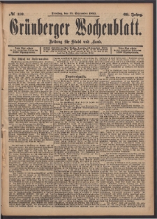 Grünberger Wochenblatt: Zeitung für Stadt und Land, No. 110. (19. September 1893)