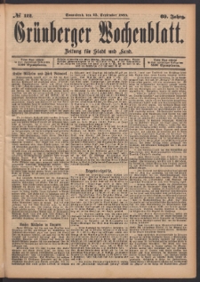 Grünberger Wochenblatt: Zeitung für Stadt und Land, No. 112. (23. September 1893)