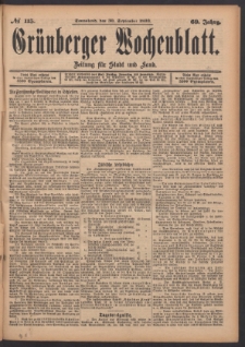 Grünberger Wochenblatt: Zeitung für Stadt und Land, No. 115. (30. September 1893)