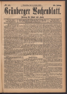 Grünberger Wochenblatt: Zeitung für Stadt und Land, No. 117. (5. October 1893)