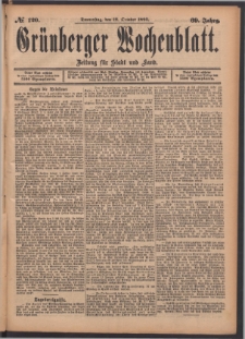 Gr&uuml;nberger Wochenblatt: Zeitung f&uuml;r Stadt und Land, No. 120. (12. October 1893)