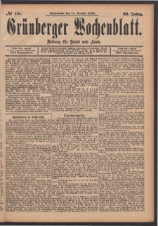Grünberger Wochenblatt: Zeitung für Stadt und Land, No. 121. (14. October 1893)