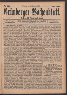 Grünberger Wochenblatt: Zeitung für Stadt und Land, No. 122. (17. October 1893)