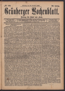 Gr&uuml;nberger Wochenblatt: Zeitung f&uuml;r Stadt und Land, No. 125. (24. October 1893)