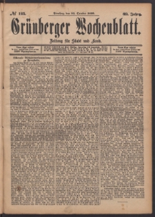 Grünberger Wochenblatt: Zeitung für Stadt und Land, No. 125. (24. October 1893)