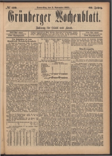 Gr&uuml;nberger Wochenblatt: Zeitung f&uuml;r Stadt und Land, No. 129. (2. November 1893)