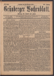 Grünberger Wochenblatt: Zeitung für Stadt und Land, No. 134. (14. November 1893)
