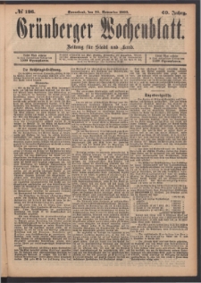 Grünberger Wochenblatt: Zeitung für Stadt und Land, No. 136. (18. November 1893)