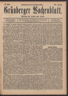 Grünberger Wochenblatt: Zeitung für Stadt und Land, No. 138. (25. November 1893)
