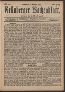 Gr&uuml;nberger Wochenblatt: Zeitung f&uuml;r Stadt und Land, No. 139. (28. November 1893)