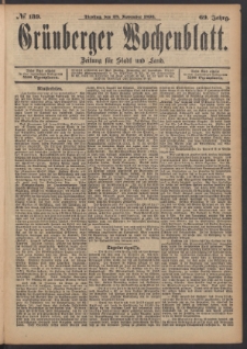 Grünberger Wochenblatt: Zeitung für Stadt und Land, No. 139. (28. November 1893)