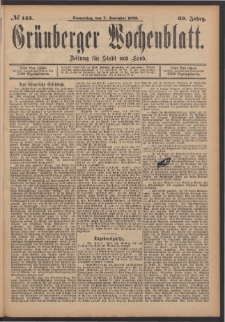 Grünberger Wochenblatt: Zeitung für Stadt und Land, No. 143. (7. December 1893)
