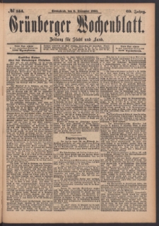 Gr&uuml;nberger Wochenblatt: Zeitung f&uuml;r Stadt und Land, No. 144. (9. December 1893)