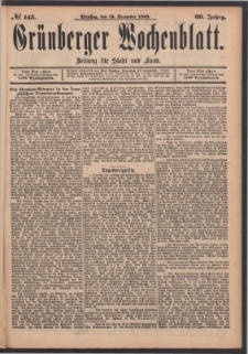 Gr&uuml;nberger Wochenblatt: Zeitung f&uuml;r Stadt und Land, No. 145. (12. December 1893)