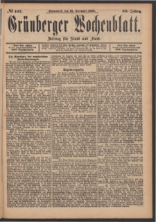 Grünberger Wochenblatt: Zeitung für Stadt und Land, No. 147. (16. December 1893)