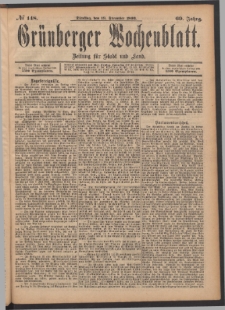 Grünberger Wochenblatt: Zeitung für Stadt und Land, No. 148. (19. December 1893)