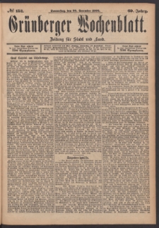 Grünberger Wochenblatt: Zeitung für Stadt und Land, No. 152. (28. December 1893)