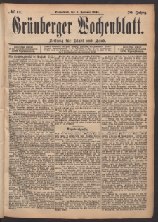 Grünberger Wochenblatt: Zeitung für Stadt und Land, No. 14. (3. Februar 1894)