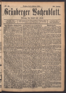 Grünberger Wochenblatt: Zeitung für Stadt und Land, No. 15. (6. Februar 1894)