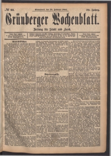 Grünberger Wochenblatt: Zeitung für Stadt und Land, No. 23. (24. Februar 1894)