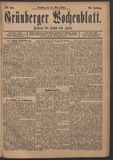 Grünberger Wochenblatt: Zeitung für Stadt und Land, No. 30. (13. März 1894)