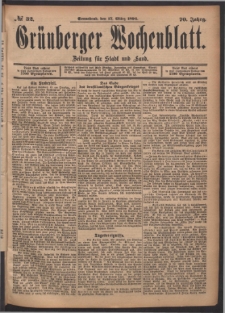 Grünberger Wochenblatt: Zeitung für Stadt und Land, No. 32. (17. März 1894)
