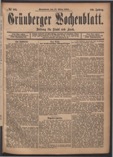 Grünberger Wochenblatt: Zeitung für Stadt und Land, No. 32. (17. März 1894)