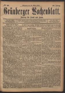 Grünberger Wochenblatt: Zeitung für Stadt und Land, No. 36. (28. März 1894)