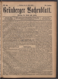 Grünberger Wochenblatt: Zeitung für Stadt und Land, No. 42. (10. April 1894)