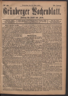 Grünberger Wochenblatt: Zeitung für Stadt und Land, No. 46. (19. April 1894)
