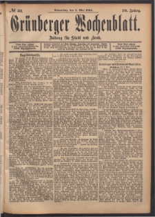 Grünberger Wochenblatt: Zeitung für Stadt und Land, No. 52. (3. Mai 1894)