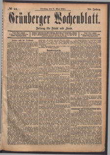 Grünberger Wochenblatt: Zeitung für Stadt und Land, No. 54. (8. Mai 1894)