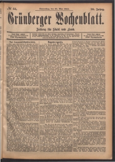 Grünberger Wochenblatt: Zeitung für Stadt und Land, No. 55. (10. Mai 1894)