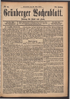 Grünberger Wochenblatt: Zeitung für Stadt und Land, No. 61. (26. Mai 1894)