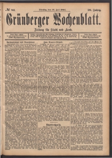 Grünberger Wochenblatt: Zeitung für Stadt und Land, No. 80. (10. Juli 1894)