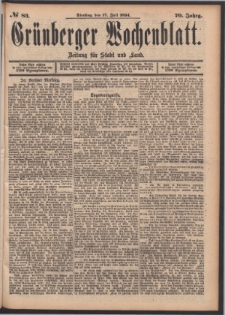 Grünberger Wochenblatt: Zeitung für Stadt und Land, No. 83. (17. Juli 1894)