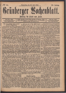 Grünberger Wochenblatt: Zeitung für Stadt und Land, No. 84. (19. Juli 1894)