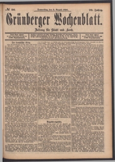 Grünberger Wochenblatt: Zeitung für Stadt und Land, No. 90. (2. August 1894)