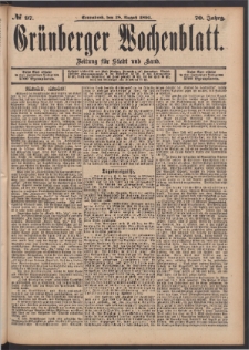 Grünberger Wochenblatt: Zeitung für Stadt und Land, No. 97. (18. August 1894)
