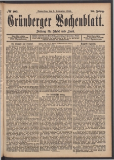 Grünberger Wochenblatt: Zeitung für Stadt und Land, No. 105. (6. September 1894)