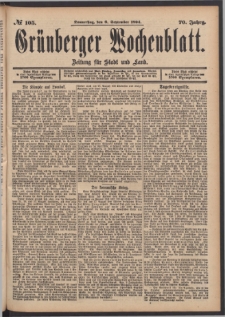 Grünberger Wochenblatt: Zeitung für Stadt und Land, No. 105. (6. September 1894)
