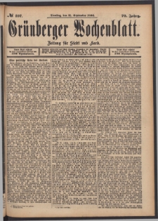 Grünberger Wochenblatt: Zeitung für Stadt und Land, No. 107. (11. September 1894)