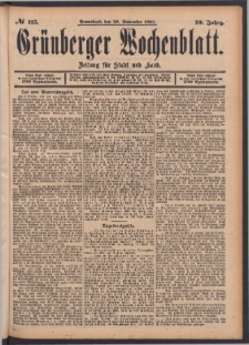 Grünberger Wochenblatt: Zeitung für Stadt und Land, No. 115. (29. September 1894)